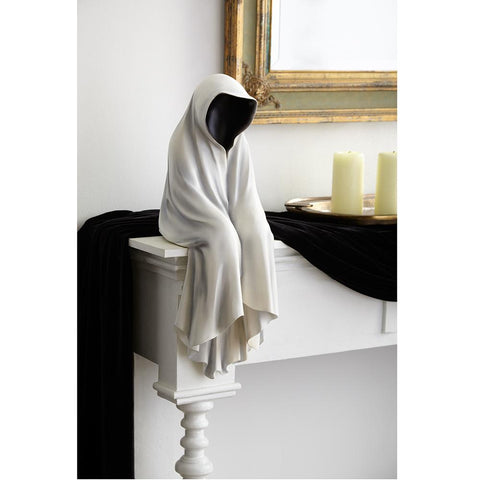 Sitting Ghost Figurine, 22.5" (White & Black)
