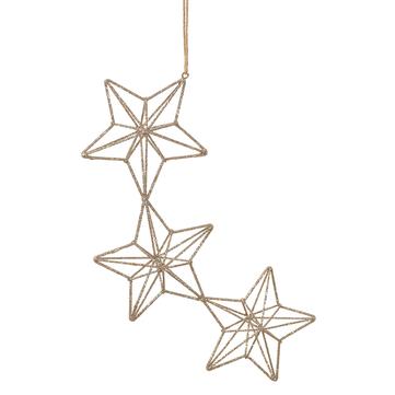 14" Gold Glittered Triple Star Ornament