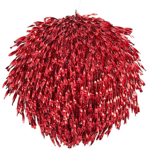 Glittered Tinsel Ball Ornament, 4.5" (Red)