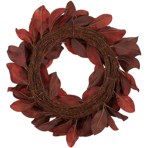 Magnolia Leaf Wreath, 27" (Red Burgundy)