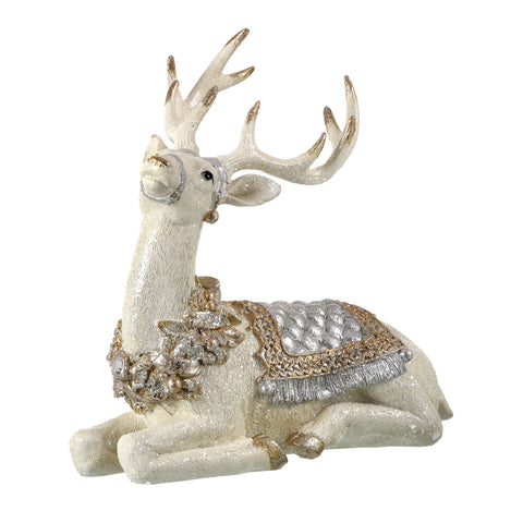 Resin Laying Deer w/Glittering Saddle & Blanket, 10"