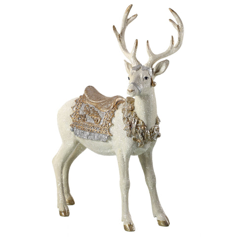Resin Standing Deer w/Glittering Saddle & Blanket, 16"