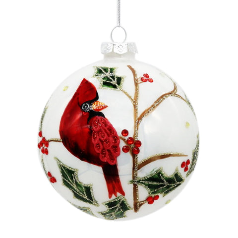 Glass Pearlized/Jewel Cardinal Ornament, 4"