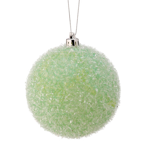 Cotton Candy Ball Ornament, Mint Green, 4"  (Set of 4)