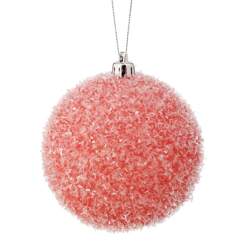 Cotton Candy Ball Ornament, Pink, 4"  (Set of 4)