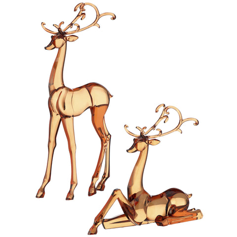 13-18" Acrylic Amber Deer Set of 2