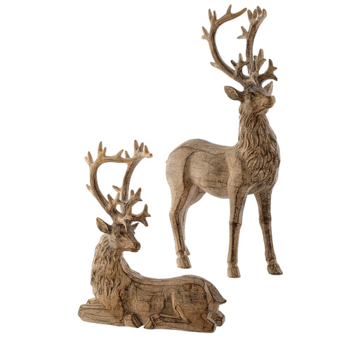 Resin Winter Chalet Deer, 9-13" (Set of 2)
