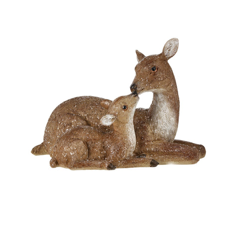 Resin Winter Chalet Doe w/Baby, 9.5"