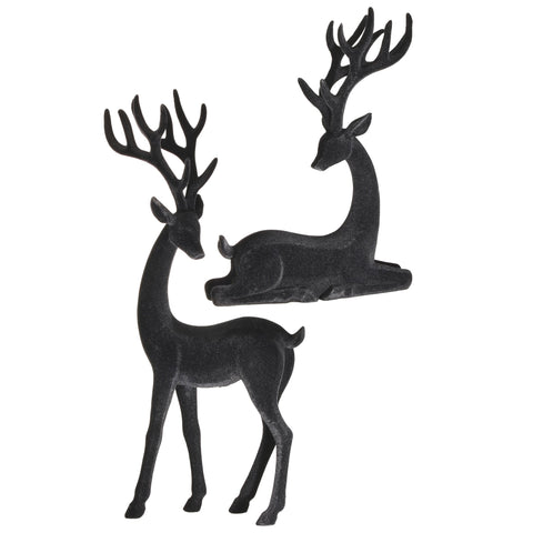 Resin Flocked Deer, 10-14.5" (Set of 2)