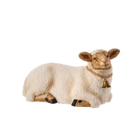 MGO Sitting Sheep w/Faux Fur & Metal Bell, 17"