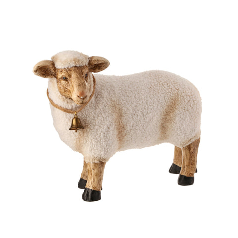 MGO Sitting Sheep w/Faux Fur & Metal Bell, 20"