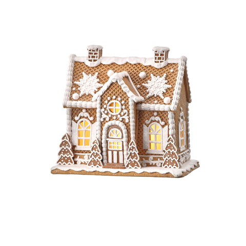 LED Clay Sugar & Spice Snowflake House, 10"