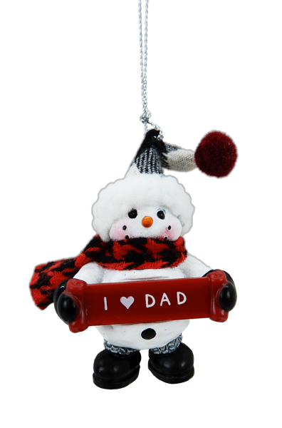 2.5" Snowman Ornament - I (heart) Dad