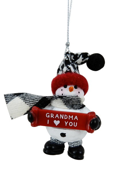 2.5" Snowman Ornament - Grandma I (heart) You