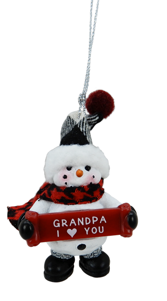2.5" Snowman Ornament - Grandpa I (heart) You