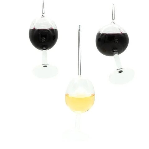 Glass Wine Glass Ornaments (3 Styles – Sold individually)