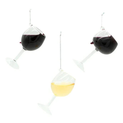 Glass Wine Glass Ornaments (3 Styles – Sold individually)