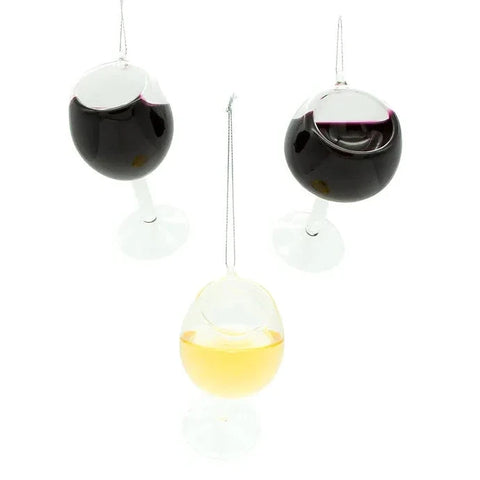 Glass Wine Glass Ornaments (3 Styles – Sold individually)