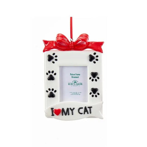 Red and White Dog and Cat Picture Frame Ornaments, 5.25" (2 styles - sold individually)