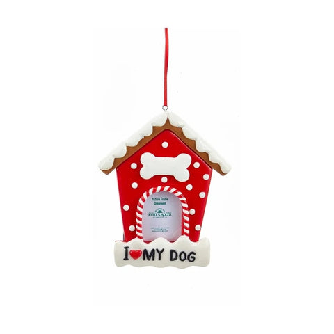 Red and White Dog and Cat Picture Frame Ornaments, 5.25" (2 styles - sold individually)