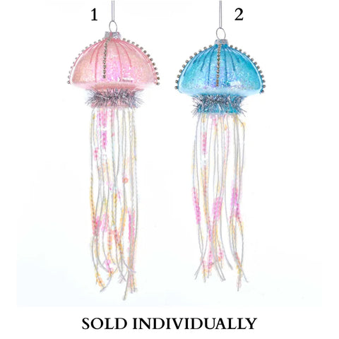 Glass Blue and Pink Jellyfish Ornaments (2 Styles – Sold individually)