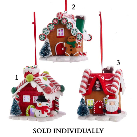 Battery-Operated LED Gingerbread House Ornaments (3 Styles – Sold individually)