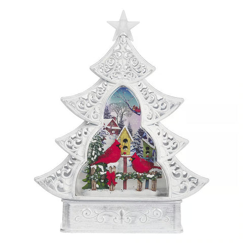 Lighted LED Swirl Cardinal Tree, 11.5"