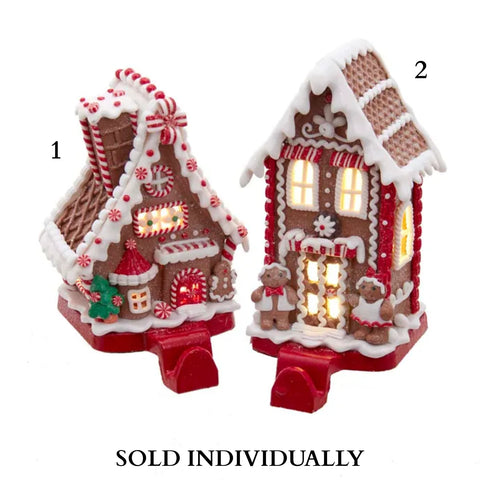 Battery-Operated LED Gingerbread House Stocking Hangers (2 Styles – Sold individually)