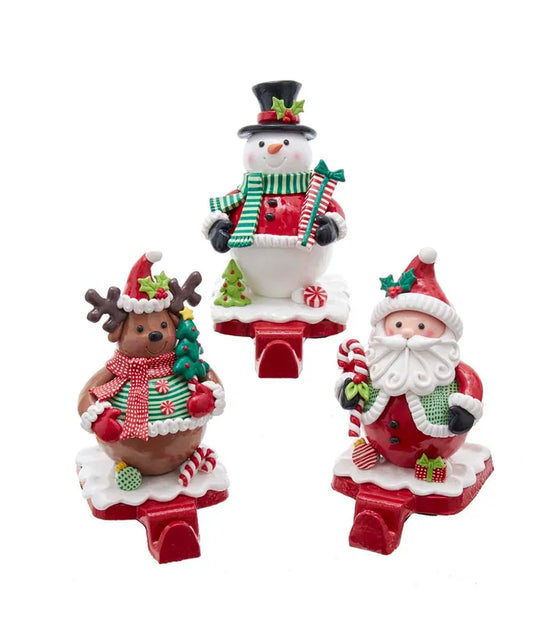 Santa, Snowman and Reindeer Stocking Hangers, 3 Assorted (priced each)