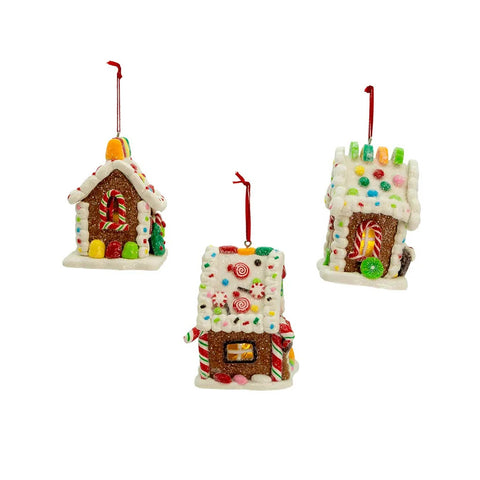 Gingerbread LED Candy House Ornament, 3.74"