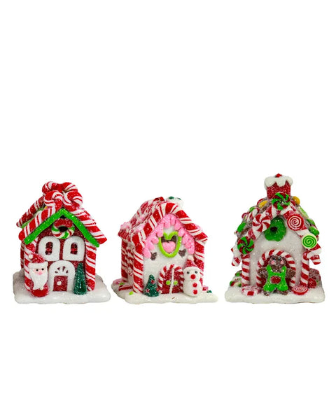 Battery-Operated LED Gingerbread Candy Houses, 3-Piece Set