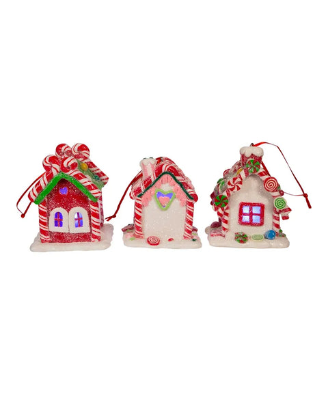 Battery-Operated LED Gingerbread Candy Houses, 3-Piece Set