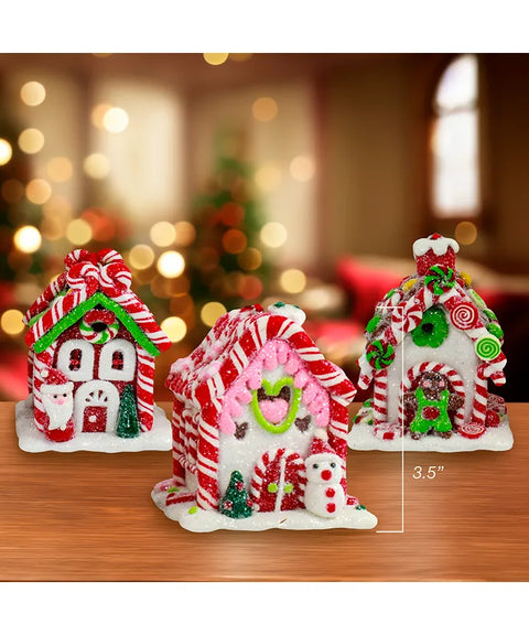 Battery-Operated LED Gingerbread Candy Houses, 3-Piece Set