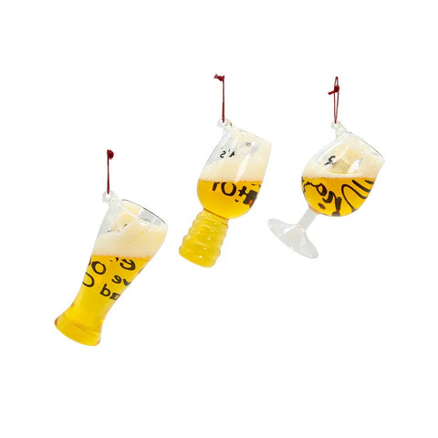 Glass Beer Glass With Sayings Ornaments (3 styles - sold individually)