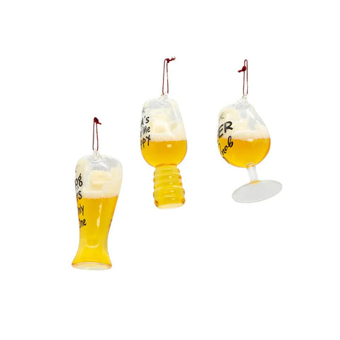 Glass Beer Glass With Sayings Ornaments (3 styles - sold individually)