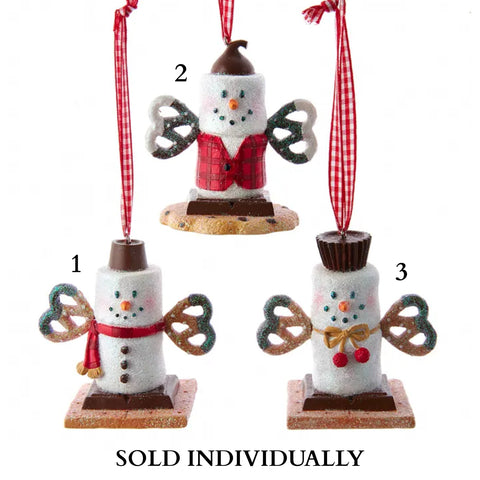 Snowman S'mores With Pretzel Ornament (3 Styles – Sold individually)