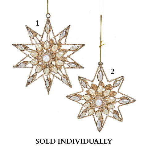 Platinum Snowflake With Pearls Ornaments (2 Styles – Sold individually)