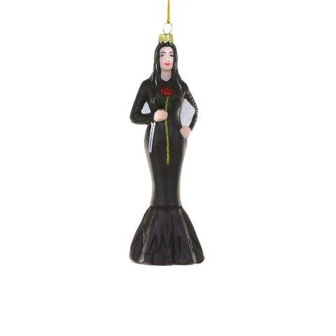 Glass Morticia Addams Ornament, 6"