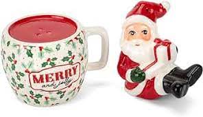 "Merry and Jolly" Santa & Mug Salt & Pepper Shaker