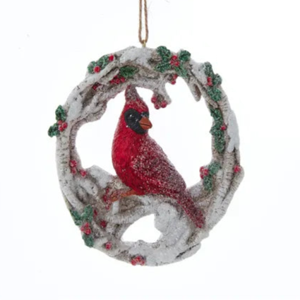 Glitter Wreath Cardinal Ornament (2 styles - sold individually)