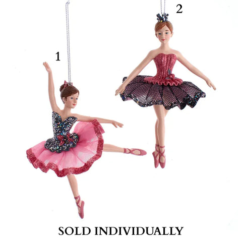 Pink and Pewter Ballerina Ornaments (2 Styles – Sold individually)