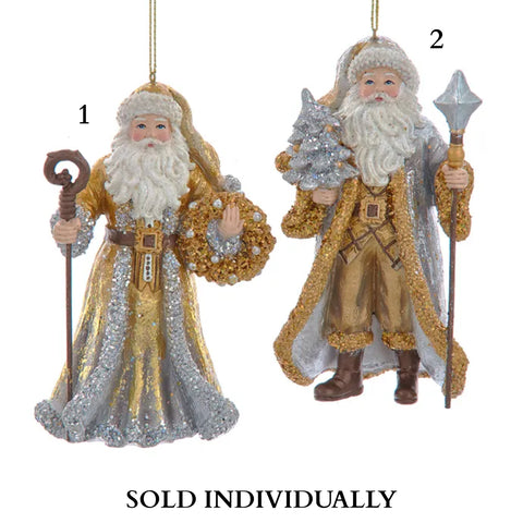 Ombré Gold & Silver Santa Ornaments (2 Styles – Sold individually)