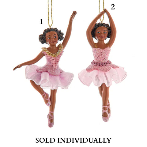 African American Pink Ballet Ornaments (2 Styles – Sold individually)