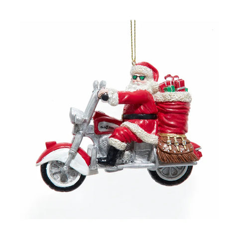 Old Guys Rule Motorcycle Santa Ornament, 4.5"