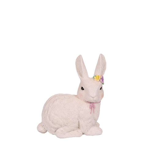Easter White Laying Bunny Statue