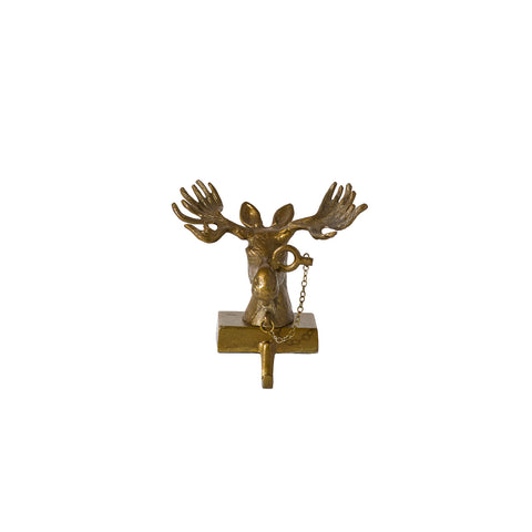 E + E Eugene the Moose Stocking Holder, 7"x 8"x 10" (Antique Gold)