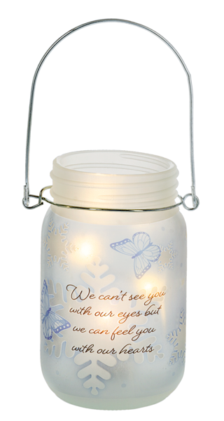 5"H Memorial Butterflies - Mason Jar Light Up Decor