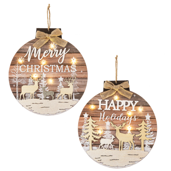 11.25"D Cozy Cabin LED Hanging Signs