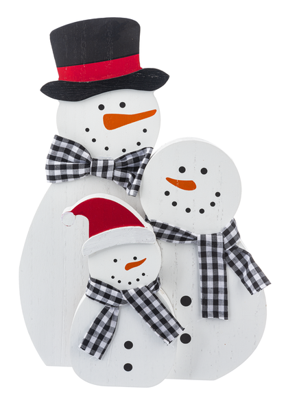 10"H Holiday Plaid Snowmen Figurines