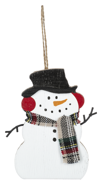 4"H Holiday Plaids Snowmen Ornament